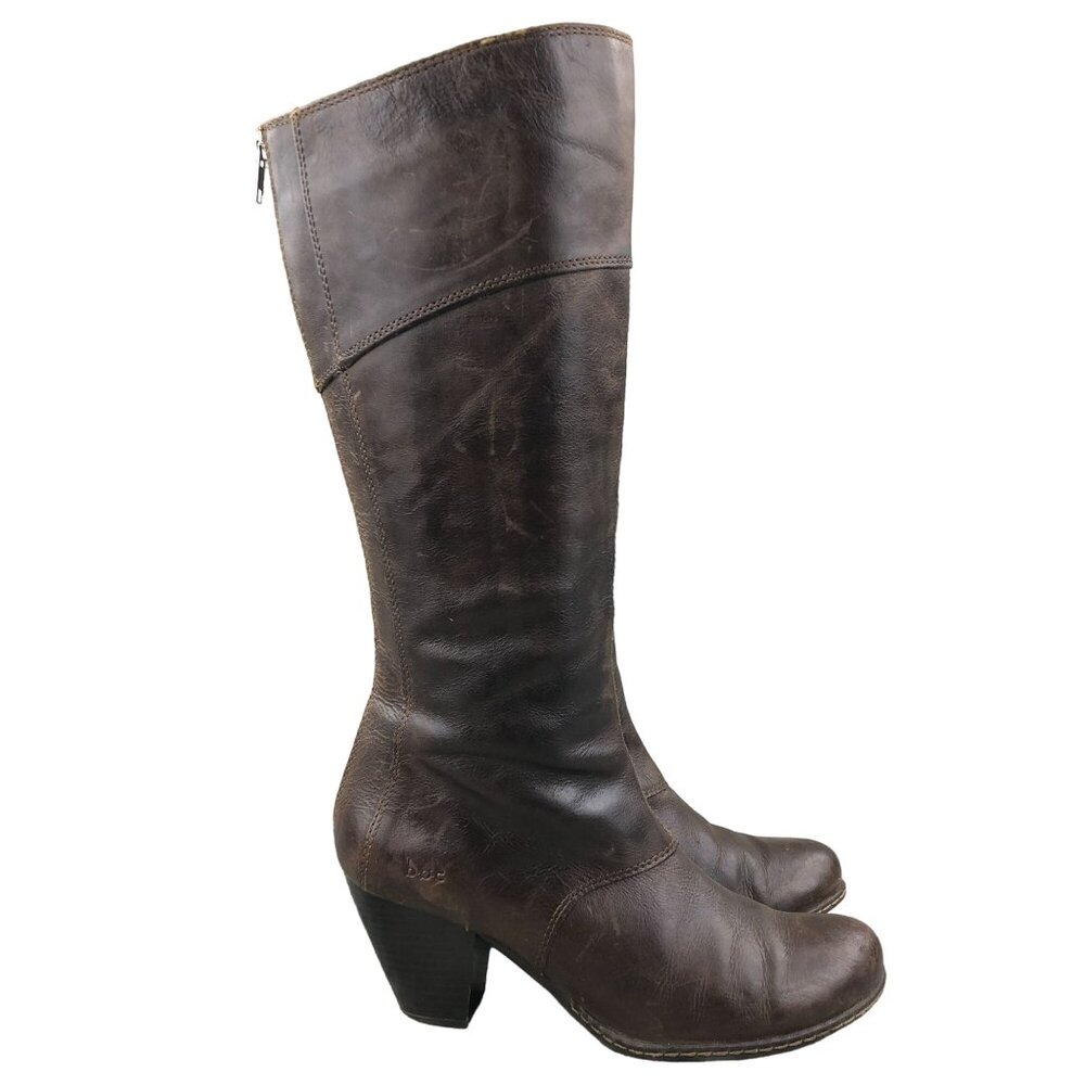 Brown Leather Knee-High Boots